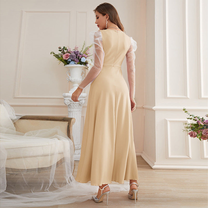 Long Sleeve Mesh regular Maxi Dress