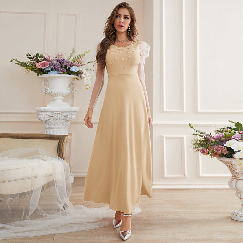 Long Sleeve Mesh regular Maxi Dress