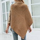 Shawl Cape Solid Color Turtleneck Sweater