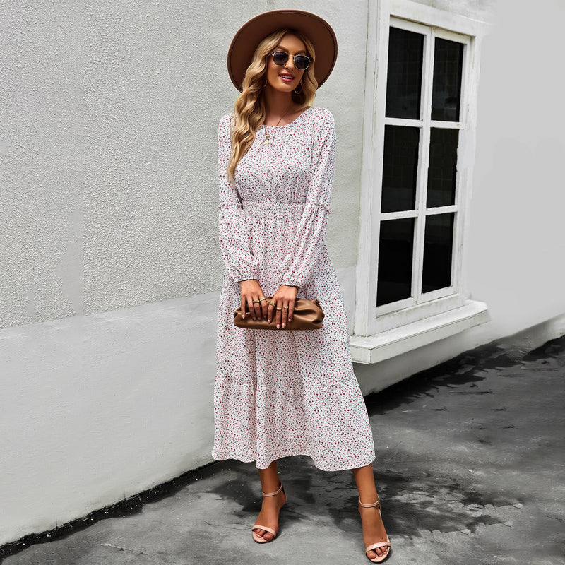lantern sleeve smoking dress
