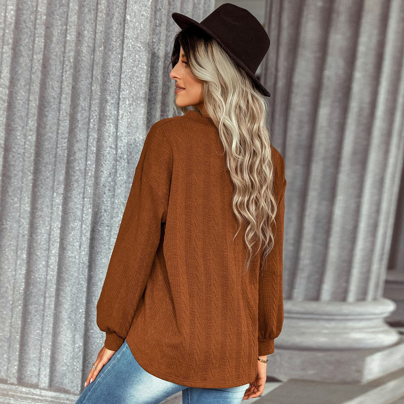 Jacquard V Neck Thin Top Sweater