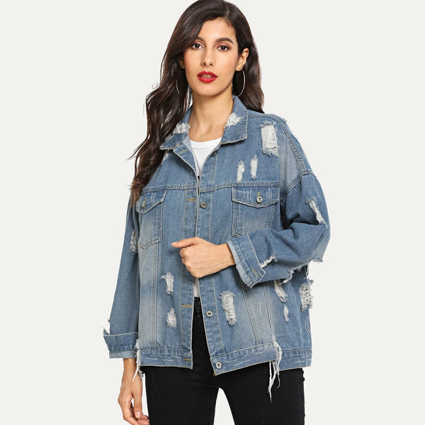 Casual Ripped Denim Cowboy Coat