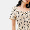 The Floral V-Neck Maxi Dress with Zipper and Short Sleeve