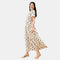 The Floral V-Neck Maxi Dress with Zipper and Short Sleeve