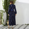 Round Neck High Waist Ribbon Long Sleeve Maxi Dress