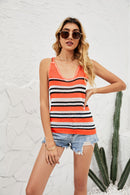 Knitted Loose Silk V-Neck Beach Vest