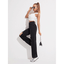Black Ripped Straight Casual Street Style Denim Jeans