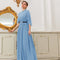 High Neck Bell Sleeve Solid Color Maxi Dress