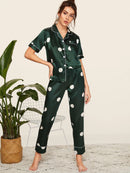 Silk Two-Piece Short-Sleeved Trousers Pajamas Set