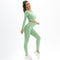 Knitted Elastic Long Sleeves Yoga Outfit