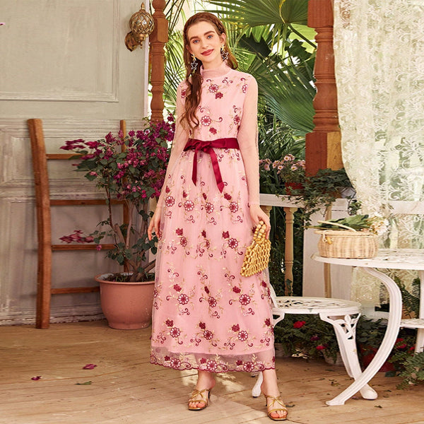 French Fresh Mesh Maxi Dress