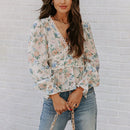 V-Neck Long sleeve lantern pattern