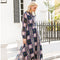 Scarf Collar Long Sleeve High Waist Maxi Dress