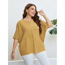 Plus Size Solid Color Patchwork Clothing Top