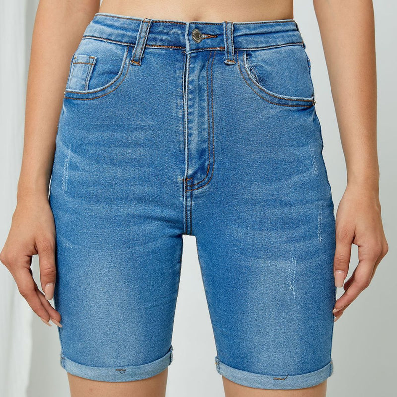 blue denim shorts