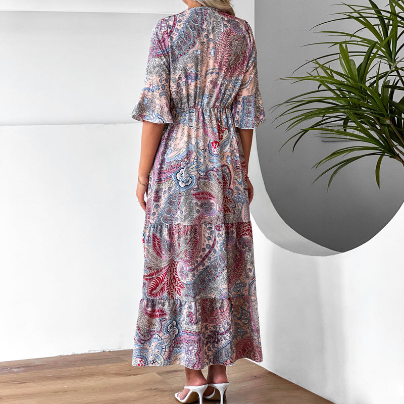 Floral Bell Sleeve Vacation Dress