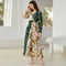 V Neck Long Sleeve Printed Maxi Dress