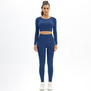 Knitted Elastic Long Sleeves Yoga Outfit