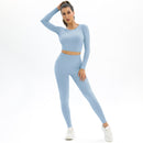 Knitted Elastic Long Sleeves Yoga Outfit