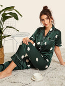 Silk Two-Piece Short-Sleeved Trousers Pajamas Set