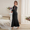 Sheath Off Shoulder Long Sleeve Embroidered Maxi Dress