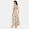 The Floral V-Neck Maxi Dress with Zipper and Short Sleeve