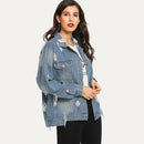 Casual Ripped Denim Cowboy Coat