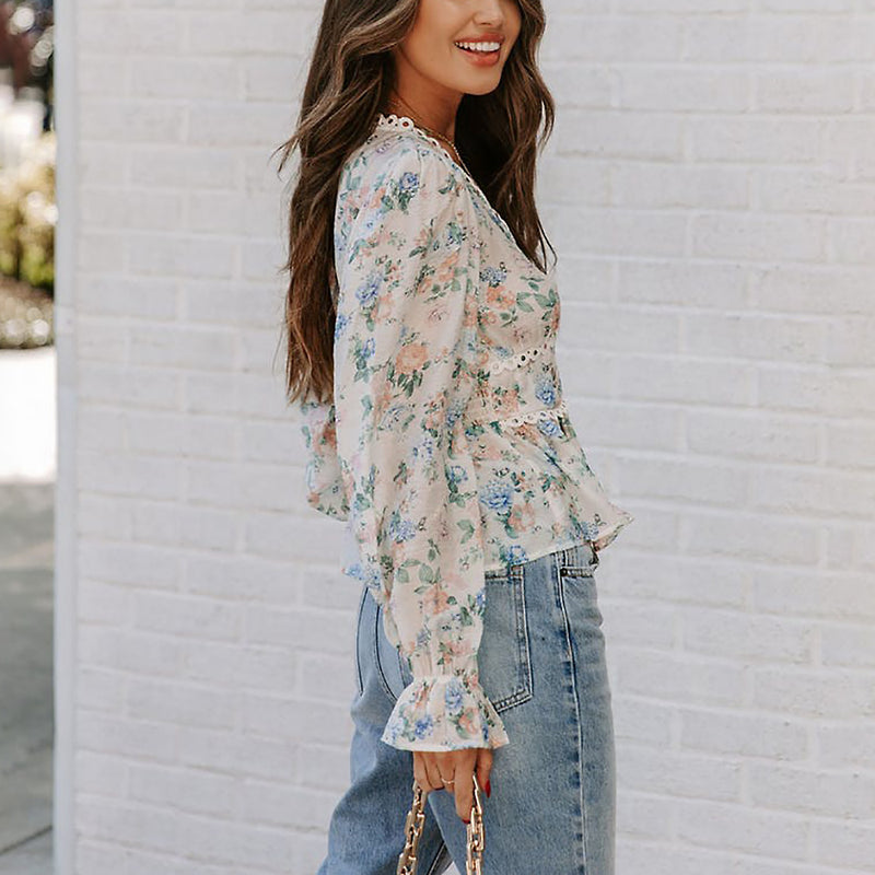 V-Neck Long sleeve women shirt