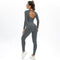 Knitted Elastic Long Sleeves Yoga Outfit