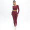 Knitted Elastic Long Sleeves Yoga Outfit