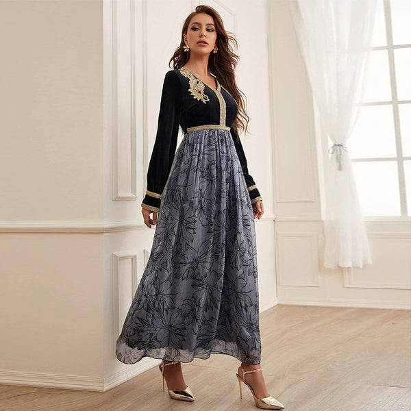 High Waist Black Organza Maxi Dress