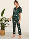 Silk Two-Piece Short-Sleeved Trousers Pajamas Set