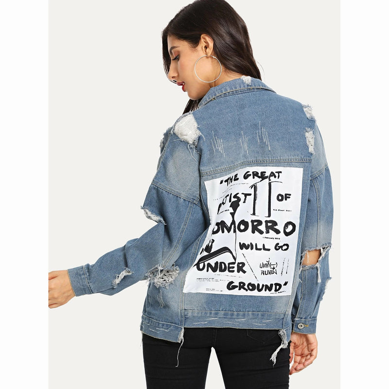 Casual Ripped Denim Cowboy Coat