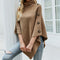 Shawl Cape Solid Color Turtleneck Sweater