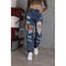 Street Straight Leg Ripped Slimming Jeans