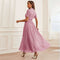 Round Neck Short Sleeve High Waist Maxi Dress