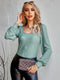 Solid Color U Collar Openwork Knitted Top