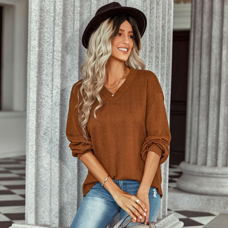 v neck thin top sweater