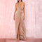 Sleeveless Gold Asymmetric Sequined Slit Party Dress