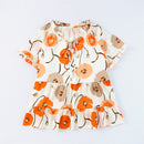 Plant Floral Printed Short Sleeved Chiffon Shirt