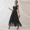 Party V Neck Mesh Formal Maxi Dress