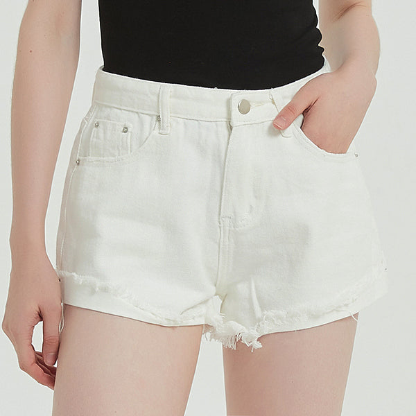 solid color denim shorts