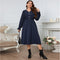 Solid Color Lace Sleeve V neck Plus Size Dress