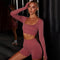 Dinazah Women Classic Flat Collar Long Sleeve Yoga Suit