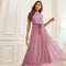 Round Neck Short Sleeve High Waist Maxi Dress
