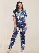 Silk Two-Piece Short-Sleeved Trousers Pajamas Set