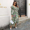 Ruffled Long Lantern Sleeve Floral Dress