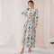 V-neck Long Sleeve Floral Print Maxi Dress