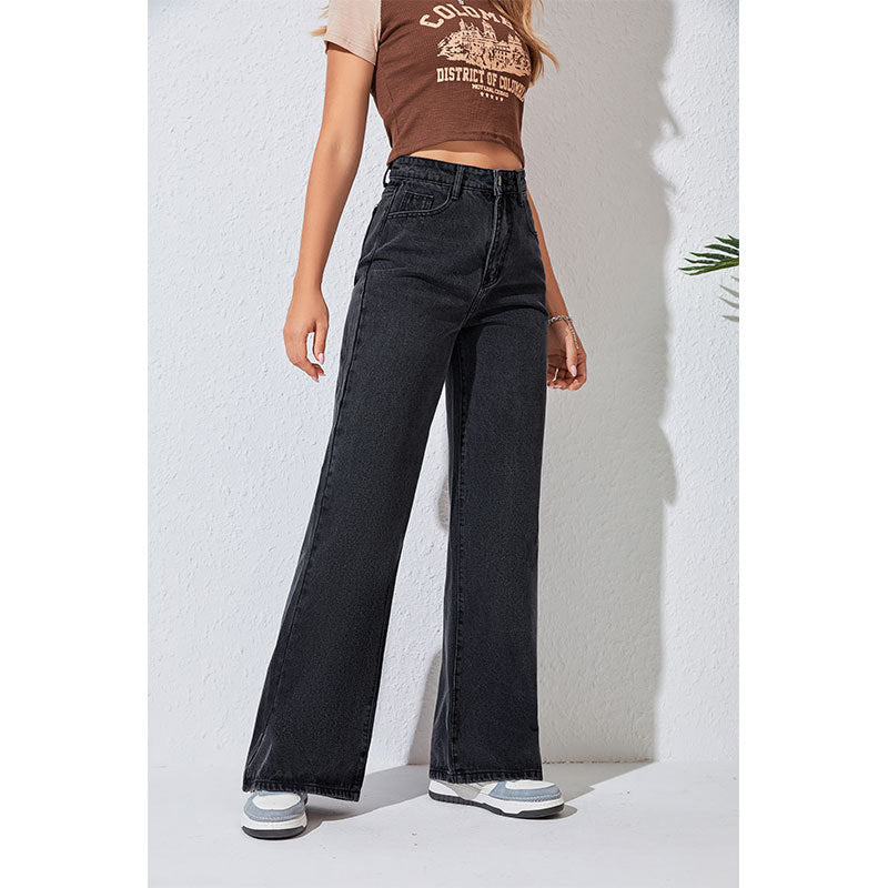 High Waist Straight Leg Denim Loose Slimming Wide Leg Street Denim Jeans