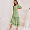 V Neck Short Sleeve Tiered Maxi Dress